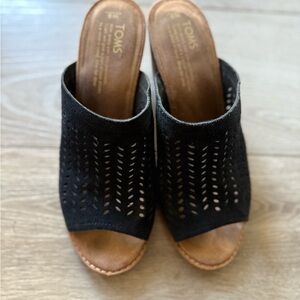 Toms Black and Brown Heels with Wedge Design